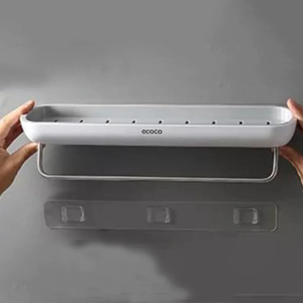 Bathroom Shelves Organizer Wall Mount Home Towel shelf Shampoo Rack With Towel Bar Storage Rack Bathroom Accessories Black - Mekamart Australia