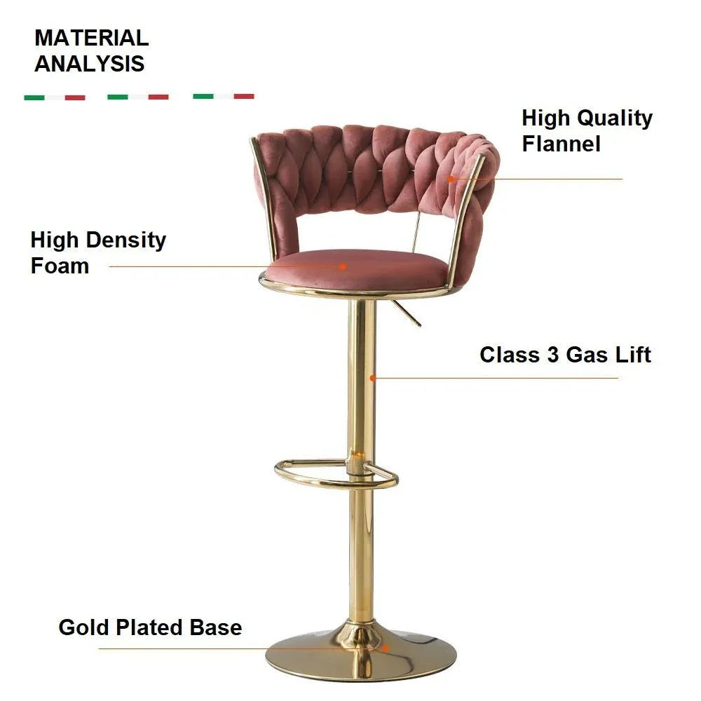 SERENITà Ivory Velvet Seat Kitchen Breakfast Bar Stools Counter Height Barstools with Back Cushioned Chairs for Home Bar x2 - Mekamart Australia