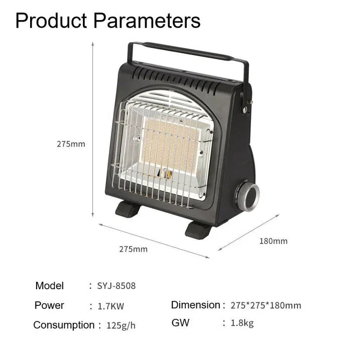AMZ 1700W 2-in-1 Portable Outdoor Camping Butane Gas Heater Stove Steel Iron Aluminium Metal Manual Application for Travel - Mekamart Australia