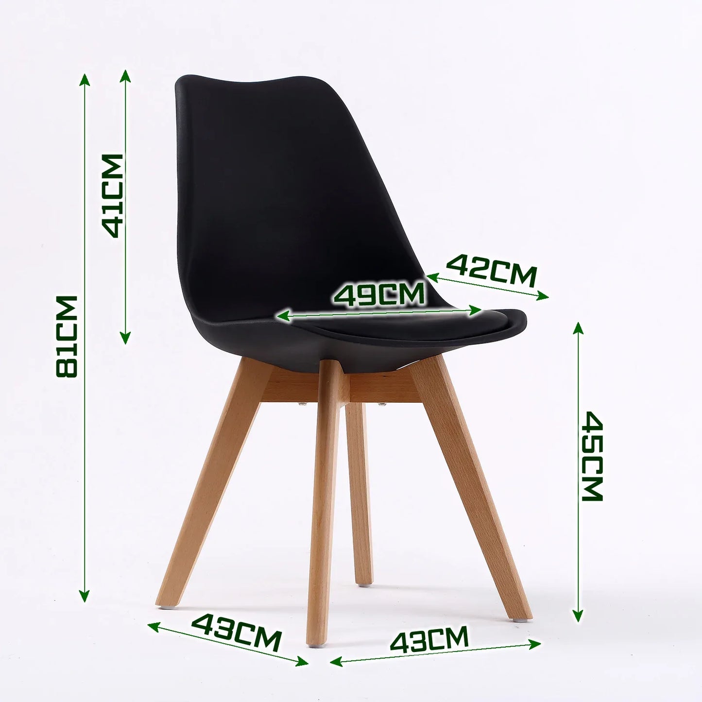 4X Retro Dining Cafe Chair Padded Seat BLACK - Mekamart Australia