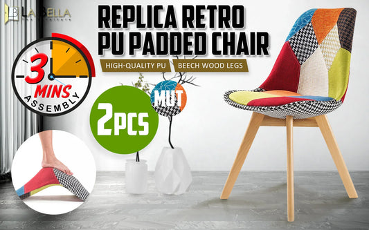 2X Retro Dining Cafe Chair Padded Seat MULTI COLOUR - Mekamart Australia