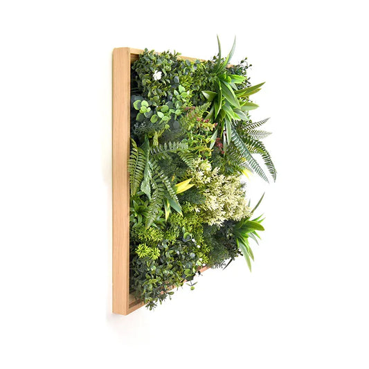 YES4HOMES 3D Green Artificial Plants Wall Panel Flower Wall With Frame Vertical Garden UV Resistant 50X50CM - Mekamart Australia