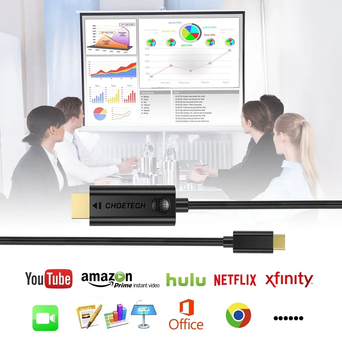 CHOETECH XCH-0030 USB-C To HDMI Cable 3M - Mekamart Australia