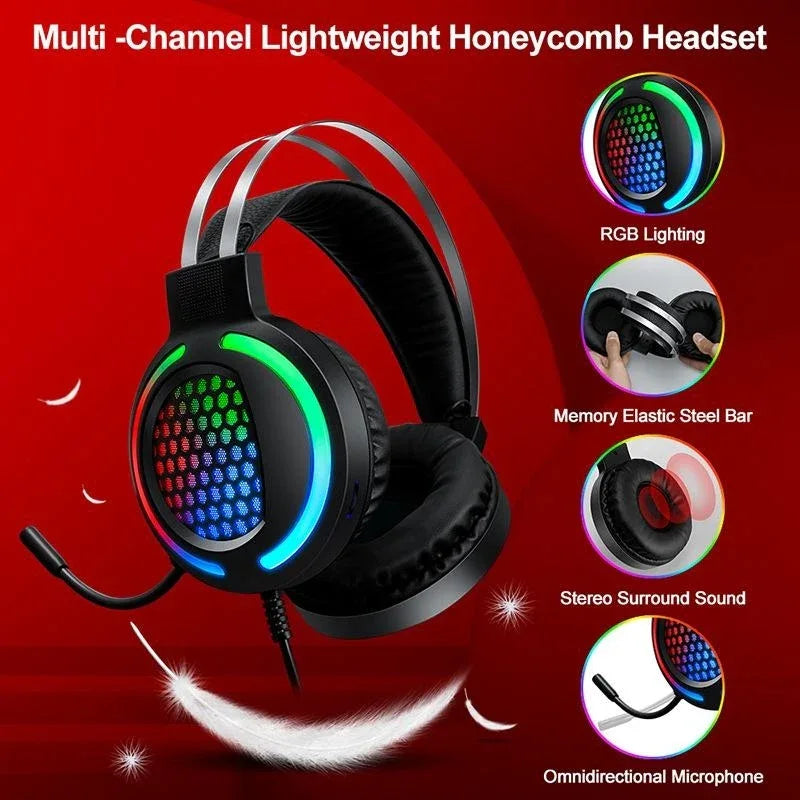T-Wolf TF400 4-pcs Rainbow Keyboard/Mouse/Headphone/Mouse Pad Kit Set - Mekamart Australia