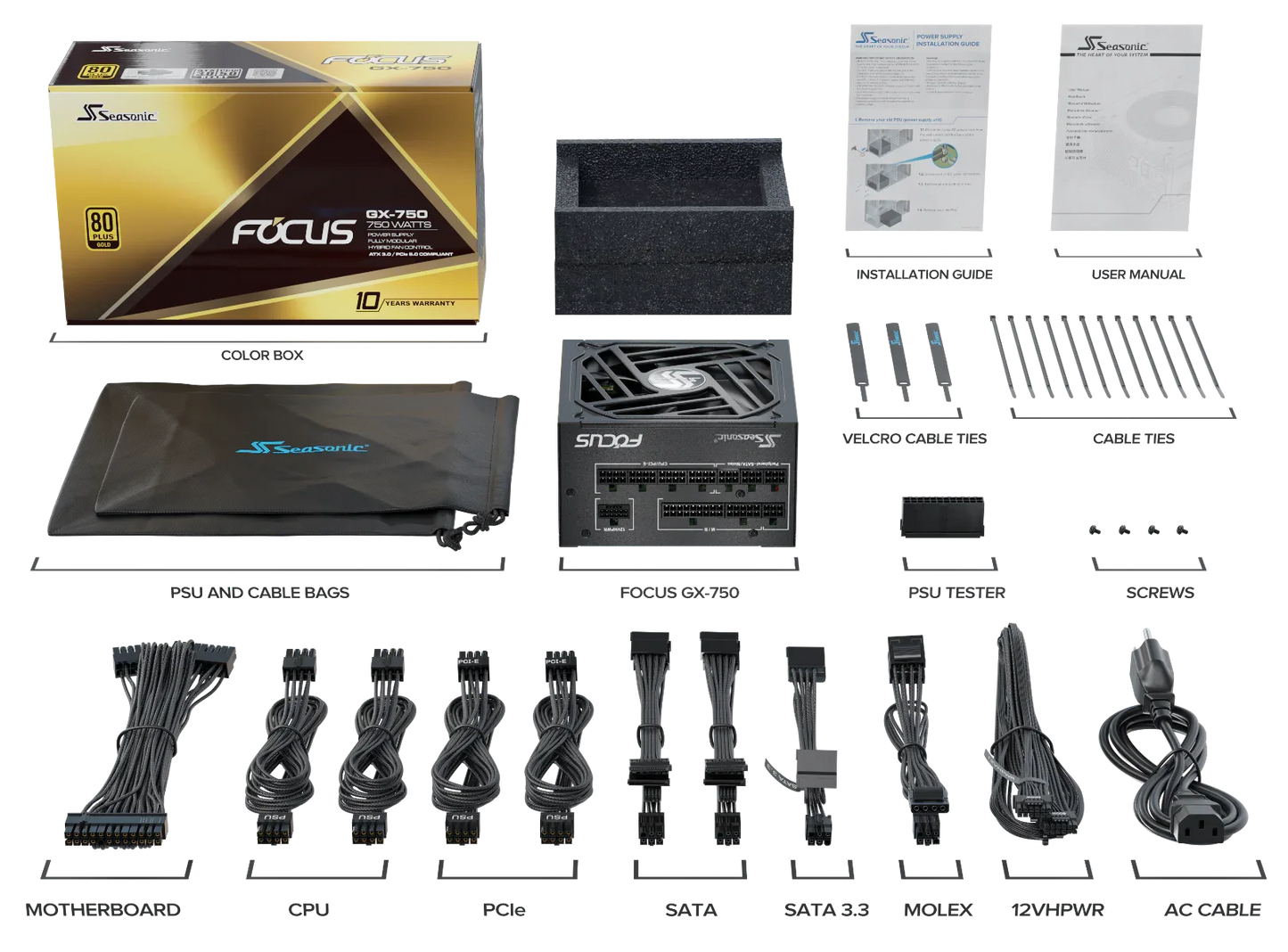 Seasonic FOCUS GX-750 ATX 3.0 750W Gold PSU (SSR-750FX3) - Mekamart Australia
