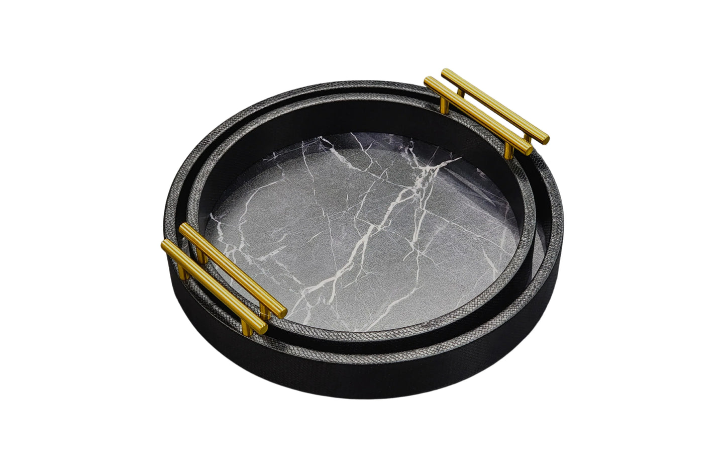 Maison Round Tray - Set of 2 - Black - Mekamart Australia