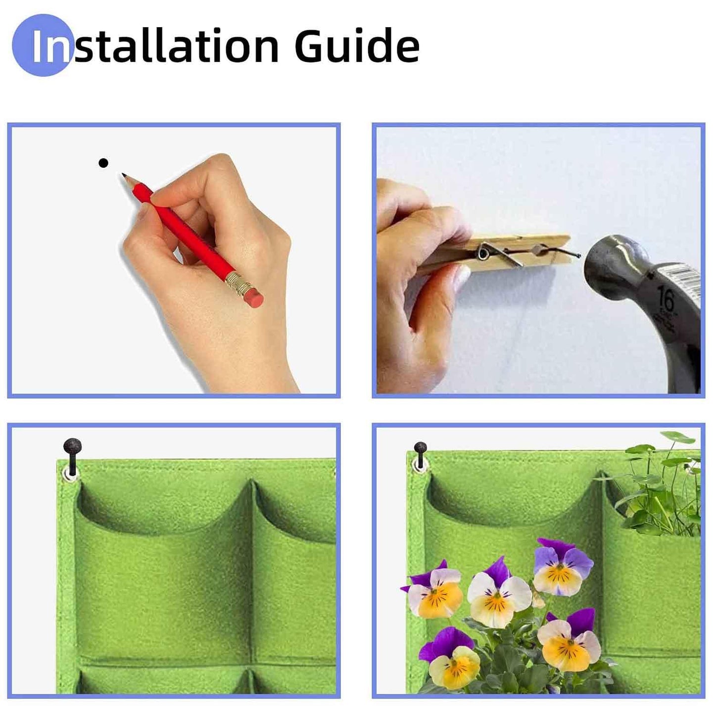9 Pockets Wall Hanging Planter Planting Grow Bag Vertical Garden Vegetable Flower Green - Mekamart Australia