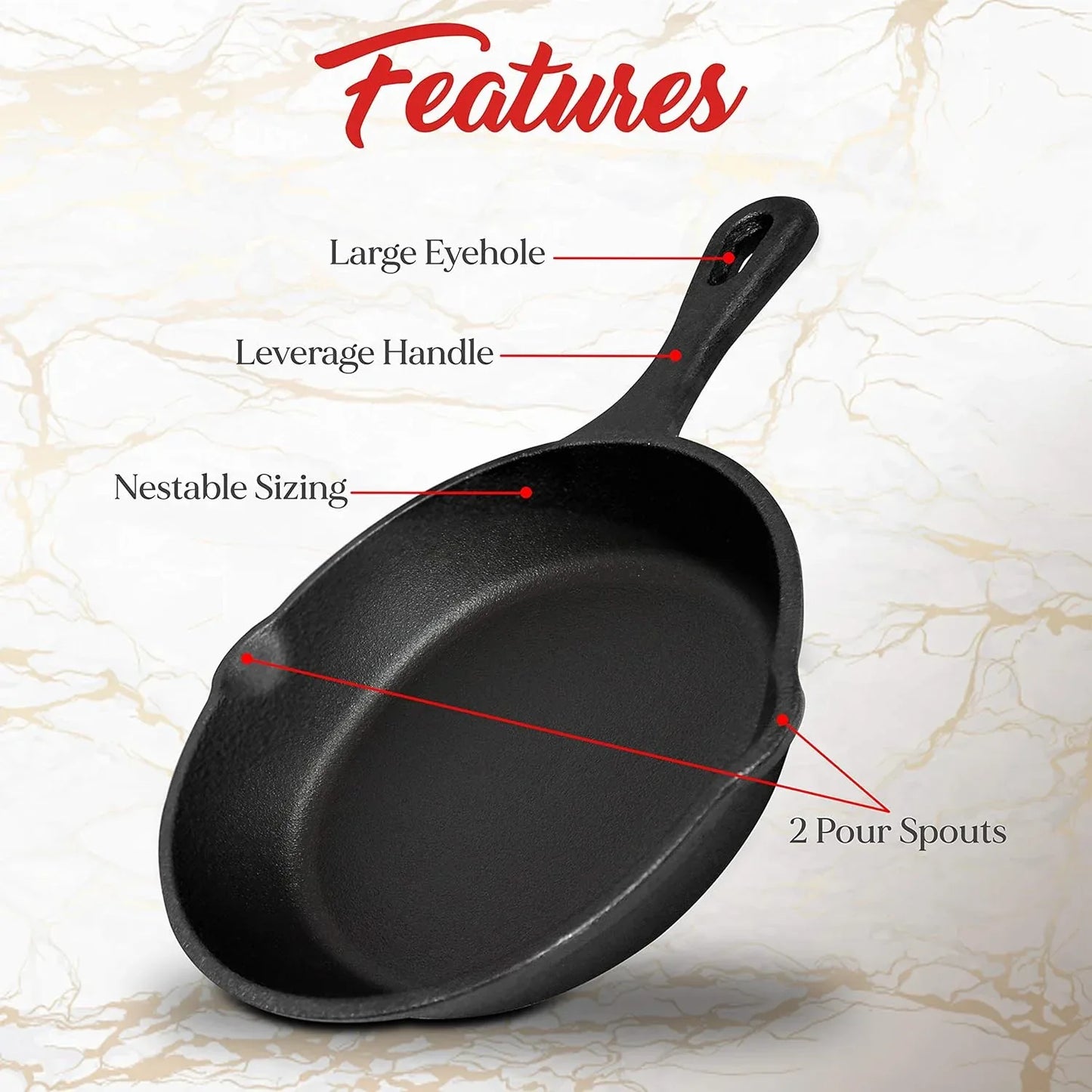 8inch 21cm Cast Iron Skillet Cookware Chef Quality Pre-Seasoned Pan Pans - Mekamart Australia