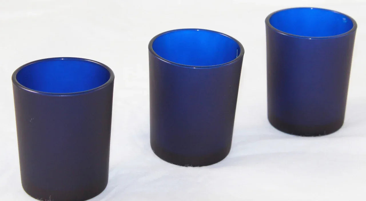 10 Pack Blue Frosted Glass Votive Tealight Candle Holders House Party Centerpiece Xmas Wedding Decor Glass Candlestick Party Decorations Bridal Baby Shower Event - Mekamart Australia