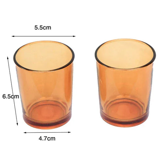 10 Pack Orange Glass Votive Tealight Candle Holders House Party Centerpiece Xmas Wedding Decor Glass Candlestick Party Decorations Bridal Baby Shower Event - Mekamart Australia