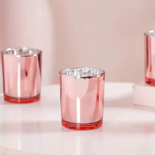 20 Pack Rose Gold Pink Votive Tealight Candle Holders Valentines Day Mercury Wedding Decor Glass Candlestick Party Decorations Bridal Baby Shower Event - Mekamart Australia