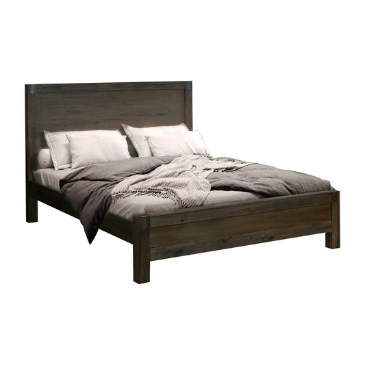 Bed Frame Queen Size in Solid Wood Veneered Acacia Bedroom Timber Slat in Chocolate - Mekamart Australia