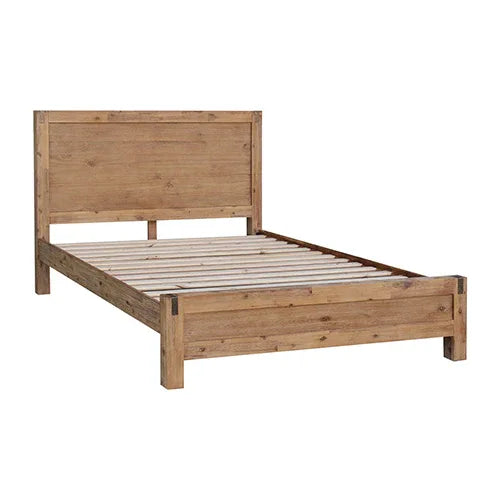 Bed Frame Queen Size in Solid Wood Veneered Acacia Bedroom Timber Slat in Oak - Mekamart Australia