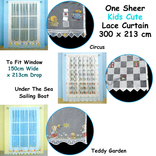 One Piece Kids CuteSheer Lace Curtain Teddy Garden - Mekamart Australia