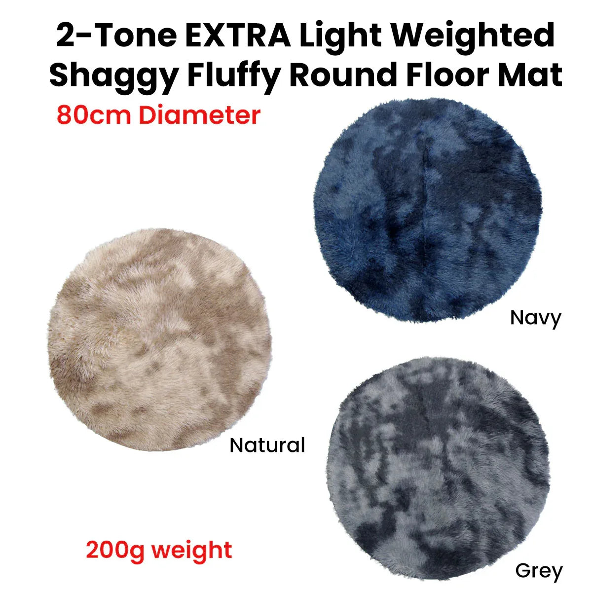 2-Toned Extra Light Weighted Shaggy Fluffy Floor Mat Natural - Mekamart Australia
