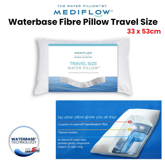 Mediflow Travel Size Waterbase Fibre Pillow 33 x 53 cm - Mekamart Australia