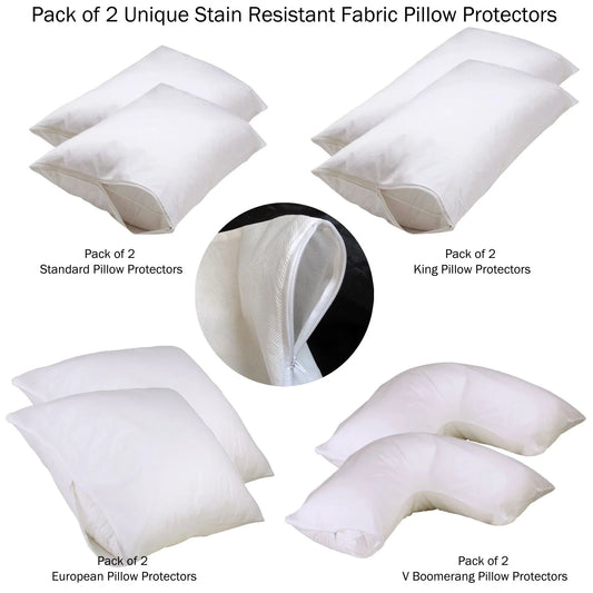 Set of 2 Stain Resistant Pillow Protectors European - Mekamart Australia