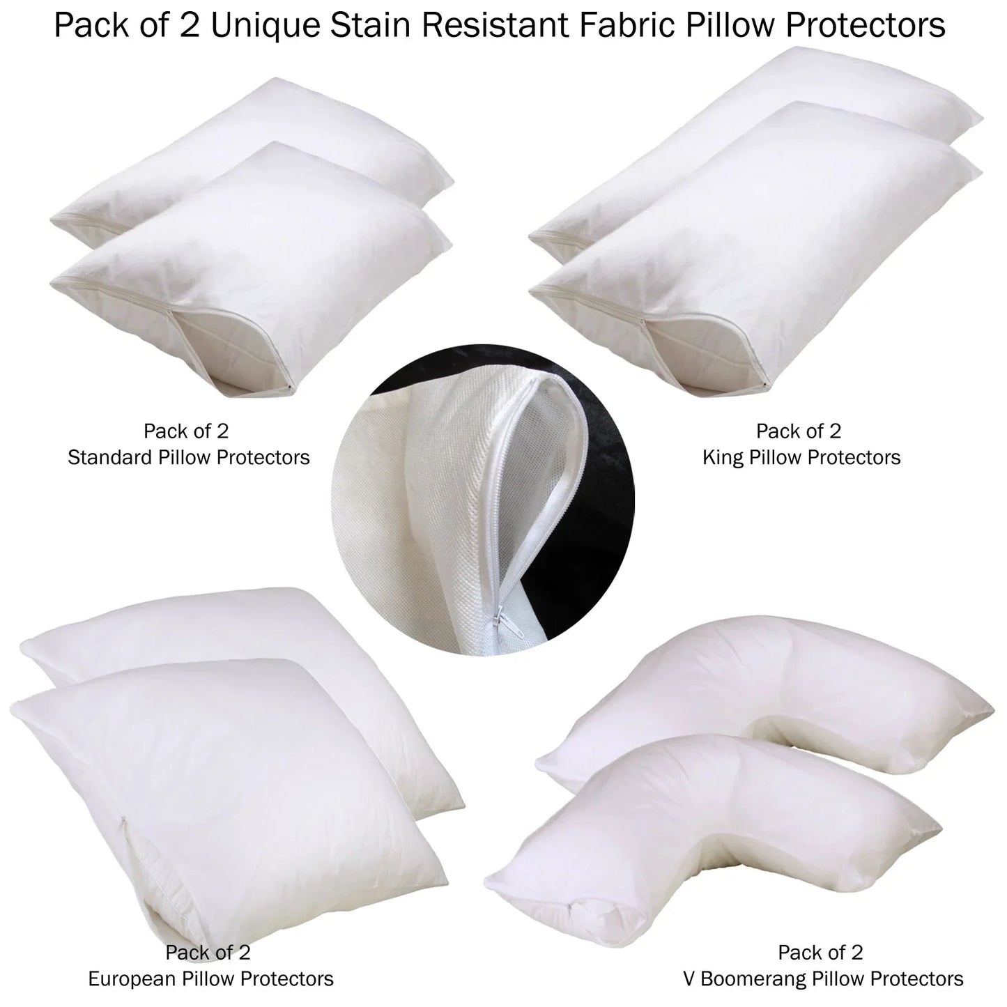 Set of 2 Stain Resistant Pillow Protectors V Boomerang - Mekamart Australia