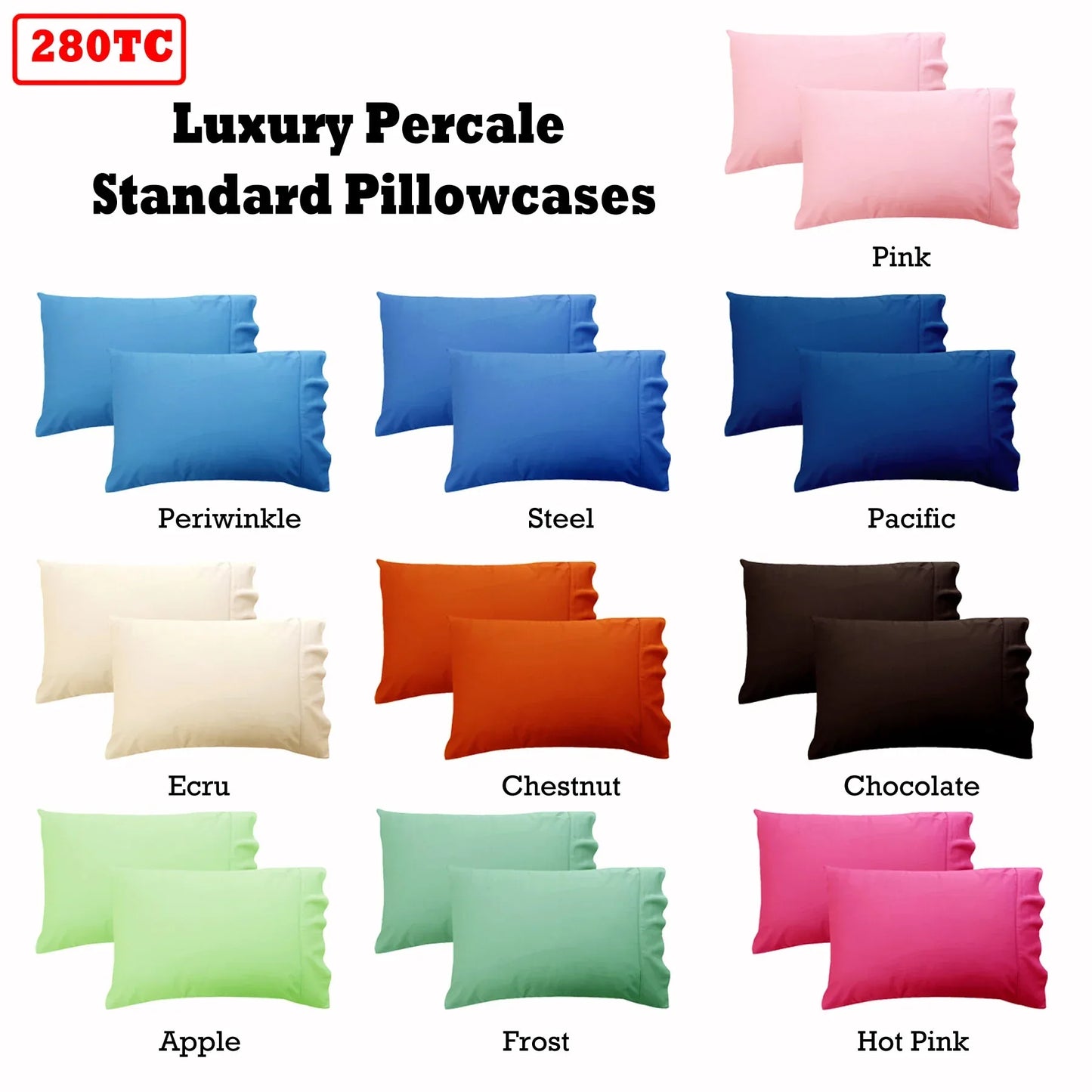 280TC Luxury Percale Standard Pillowcases Ecru - Mekamart Australia