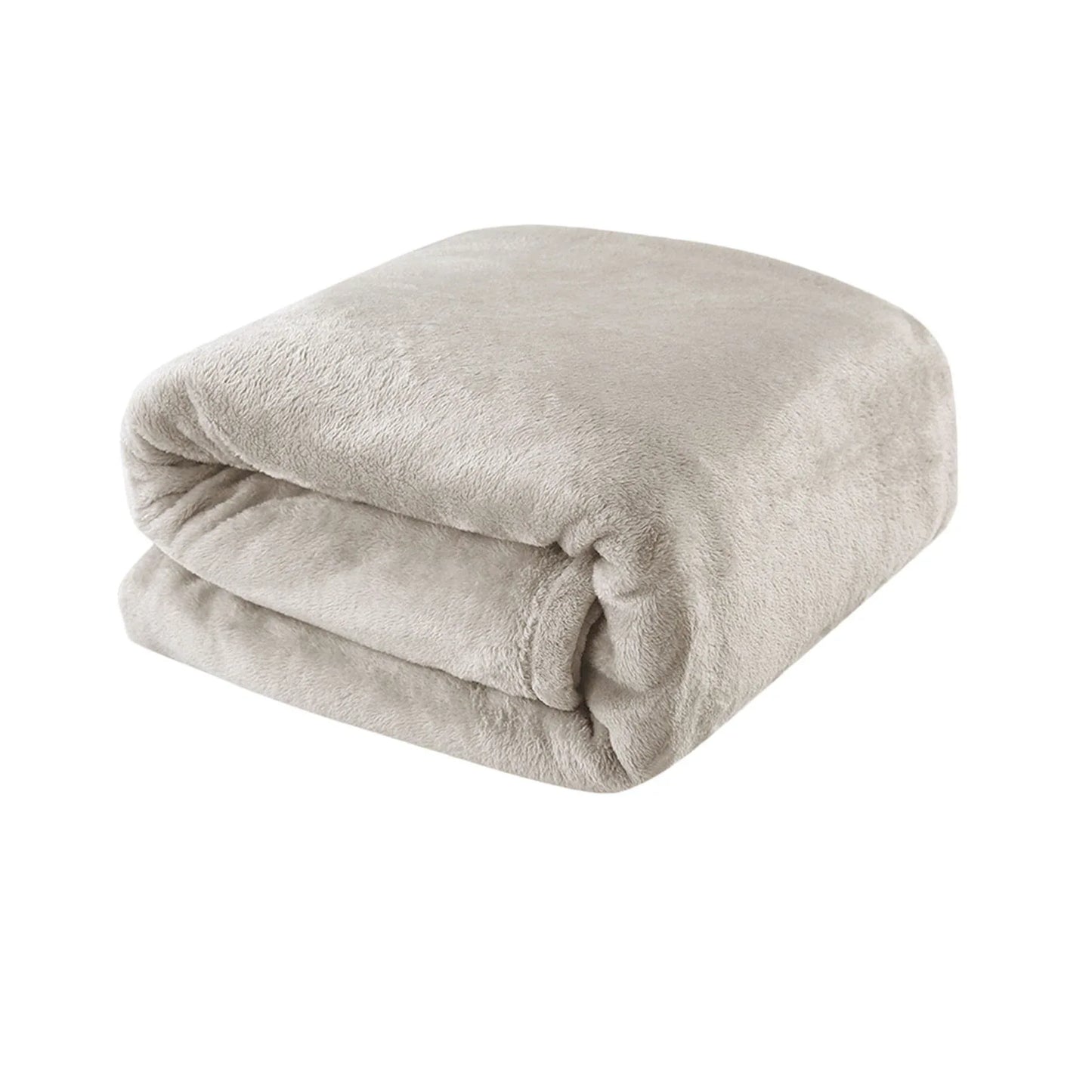 Light Weight Coral Fleece Blanket Oatmeal Queen/ King - Mekamart Australia