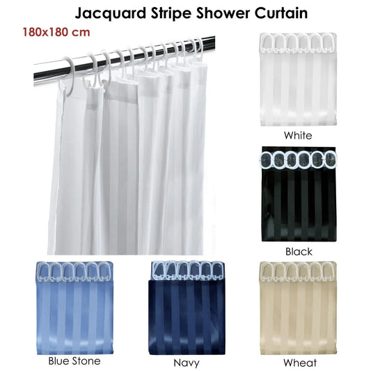 Jacquard Stripe Shower Curtain Navy - Mekamart Australia