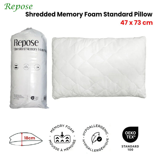 Repose Shredded Memory Foam Standard Pillow 47x73cm - Mekamart Australia