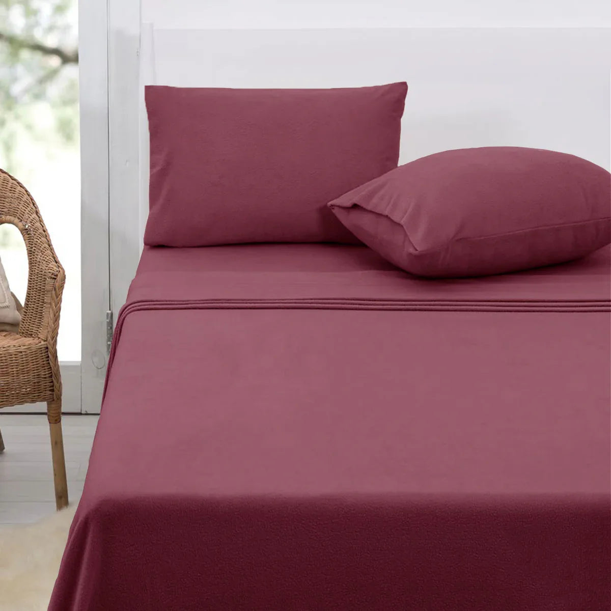 Polar Fleece Sheet Set Double 30cm Wall Rosewood - Mekamart Australia