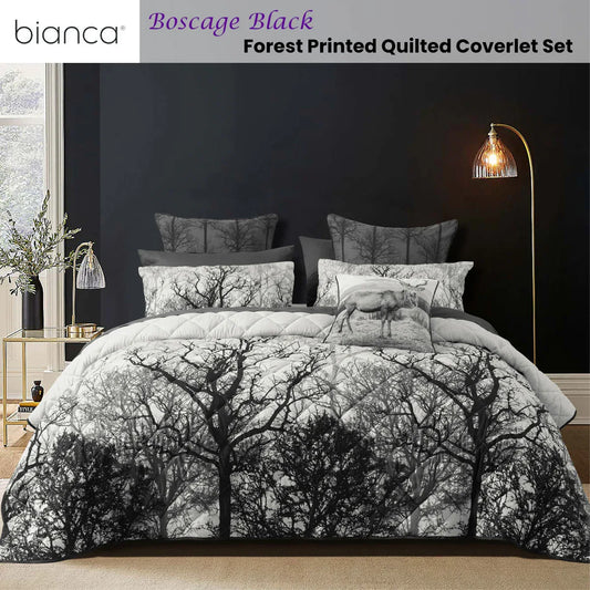 Bianca Boscage Black Forest Printed Quilted Polyester Coverlet Set Super King - Mekamart Australia
