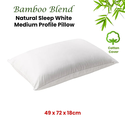 Bianca Natural Sleep White Bamboo Blend Medium Profile Pillow - Mekamart Australia