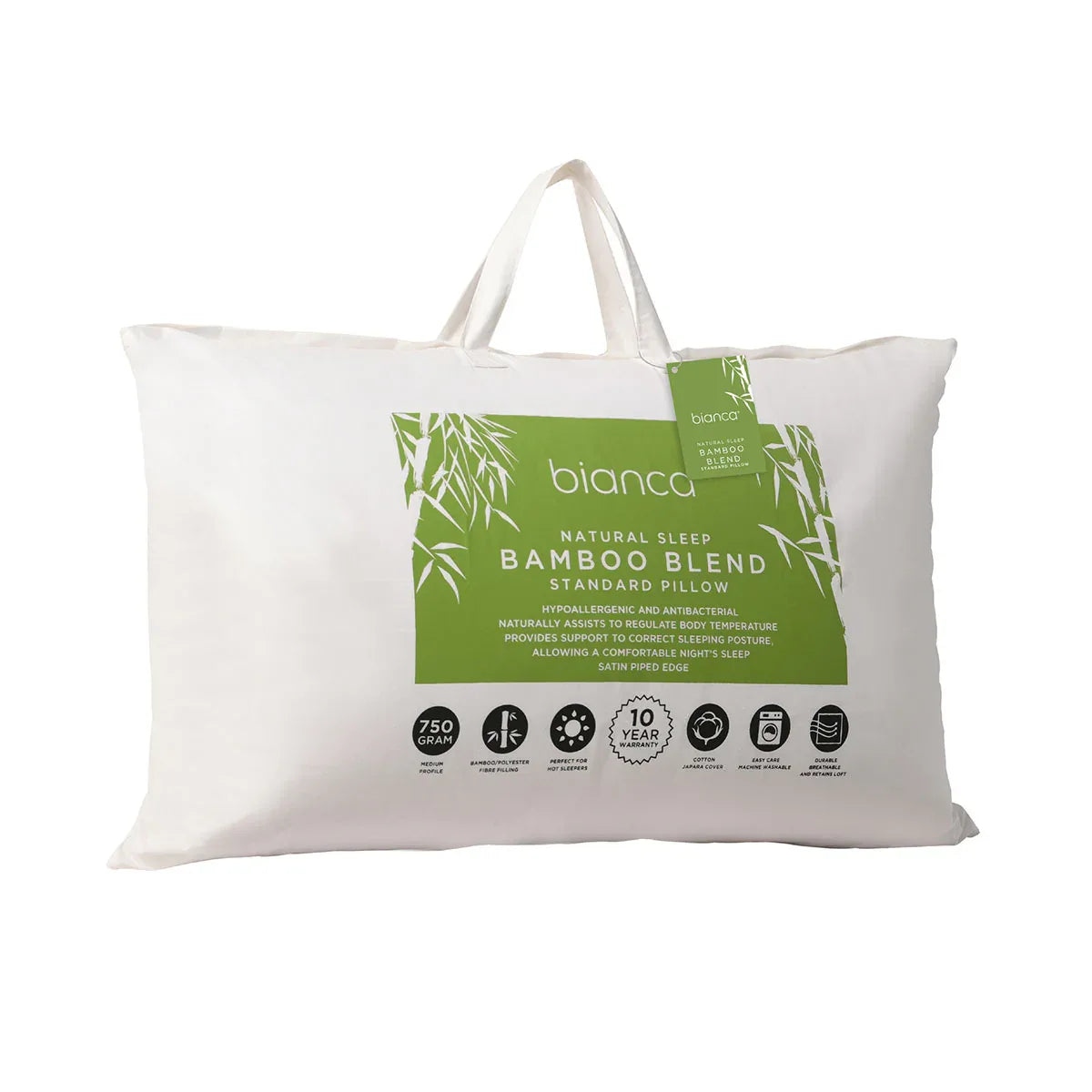 Bianca Natural Sleep White Bamboo Blend Medium Profile Pillow - Mekamart Australia