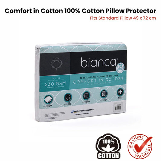 Bianca Comfort in Cotton Pillow Protector Twin Pack Standard - Mekamart Australia