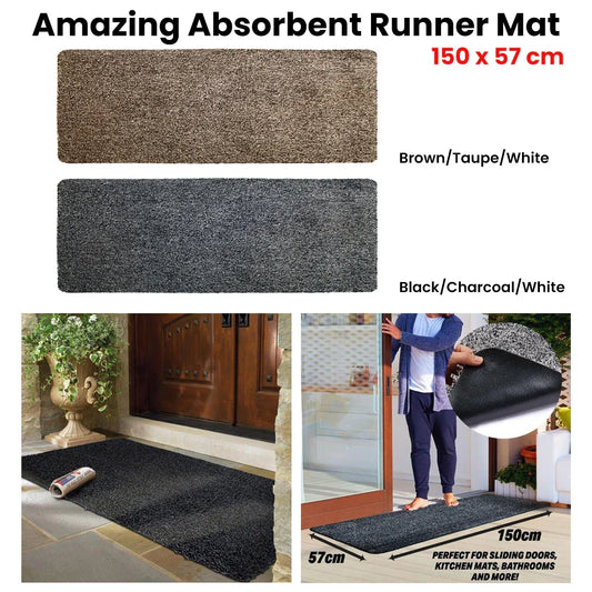 Amazing Absorbent Runner Mat 150 x 57 cm Brown/Taupe/White - Mekamart Australia
