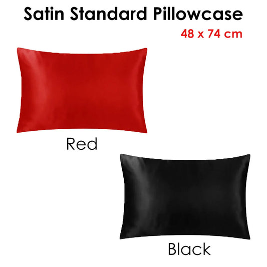 Satin Standard Pillowcase Black - Mekamart Australia