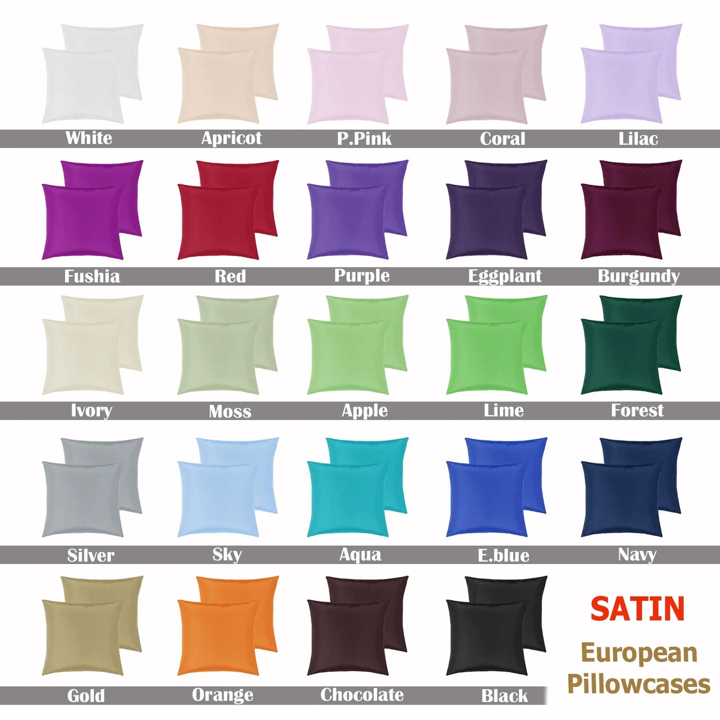PepperMIll Satin European Pillowcases ( Pair ) CORAL - Mekamart Australia