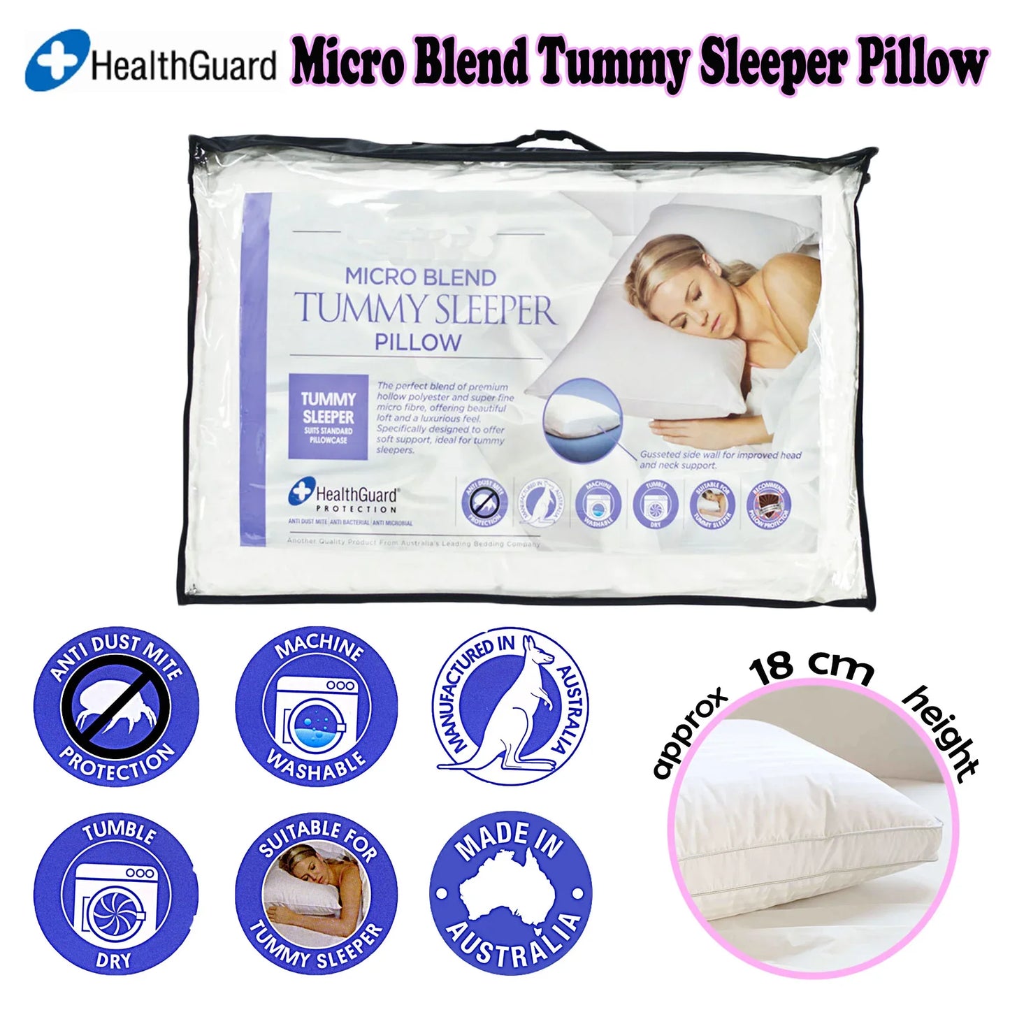 Easyrest Micro Blend Tummy Sleeper Pillow - Mekamart Australia
