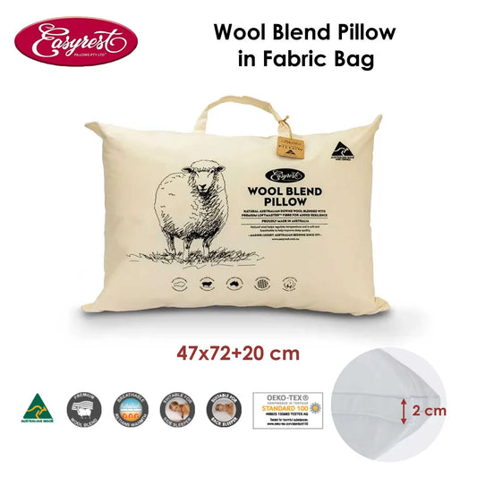 Easyrest Wool Blend Standard Pillow in Fabric Bag 47 x 72 + 20 cm - Mekamart Australia