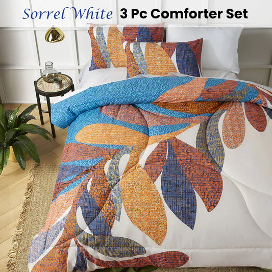 Accessorize Sorrel White Foliage 3 Piece Comforter Set Double - Mekamart Australia