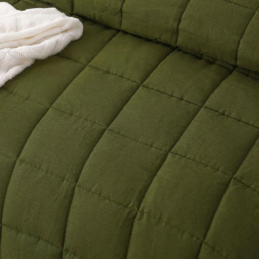 Vintage Design Homewares Olive French Linen Coverlet Set King - Mekamart Australia