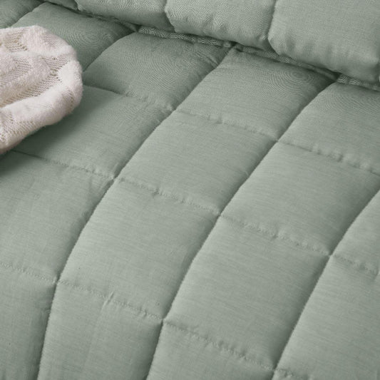 Vintage Design Homewares Sage French Linen Coverlet Set Queen - Mekamart Australia