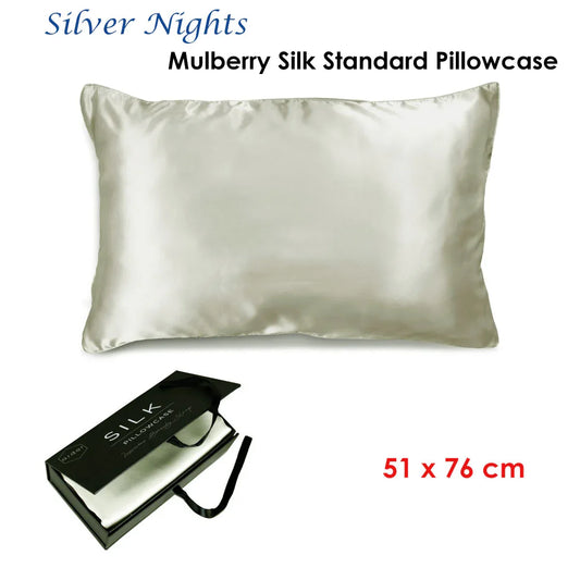 Ardor Mulberry Silk Standard Pillowcase Silver Nights - Mekamart Australia