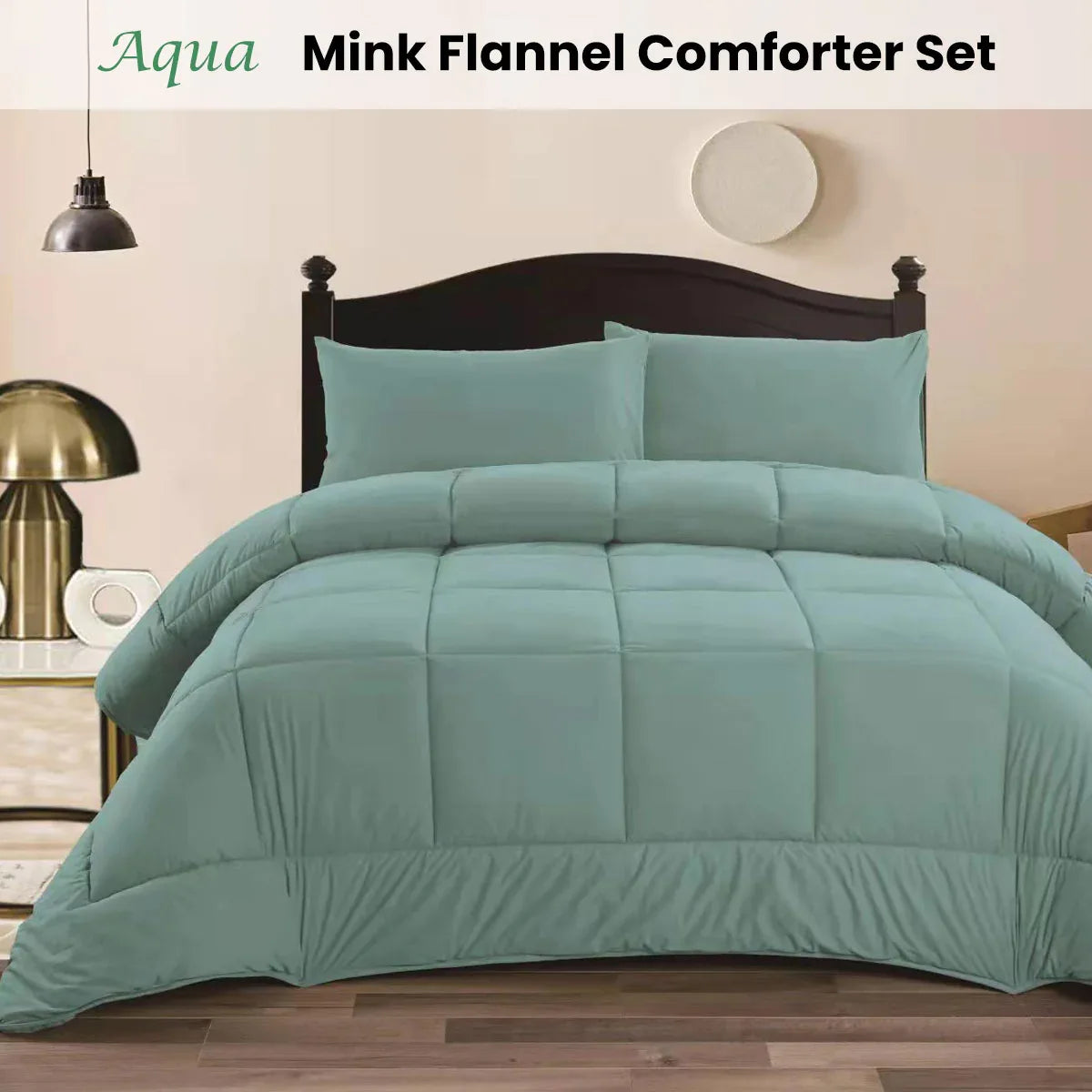 Ramesses Aqua 3- Piece Mink Flannel Comforter Set King - Mekamart Australia