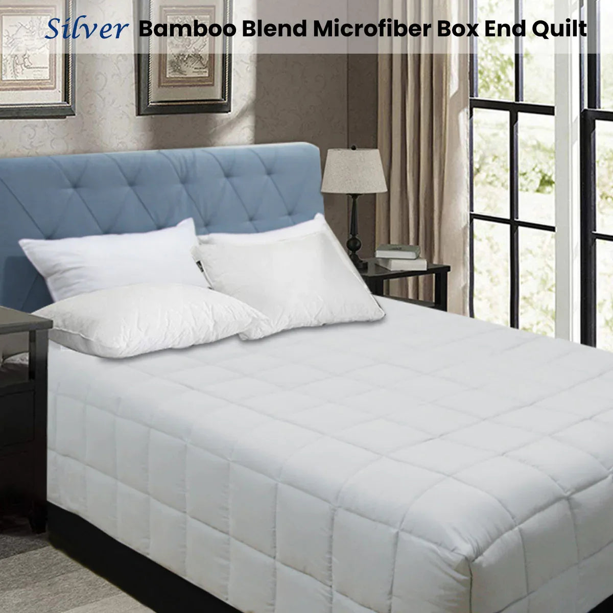 Shangri La Bamboo Blend Microfiber Box End Quilt Silver Single - Mekamart Australia