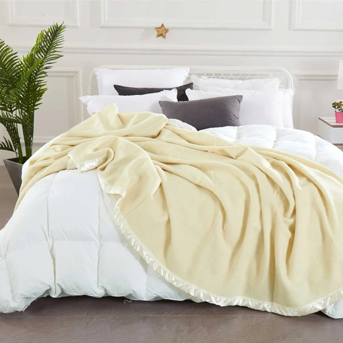 Alastairs Australian Merino Wool Blanket Cream - Queen - Mekamart Australia