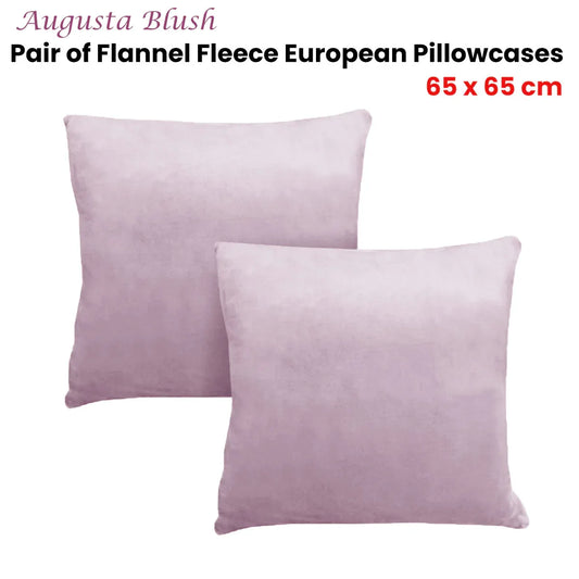 Alastairs Augusta Blush Pair of Flannel Fleece European Pillowcases - Mekamart Australia
