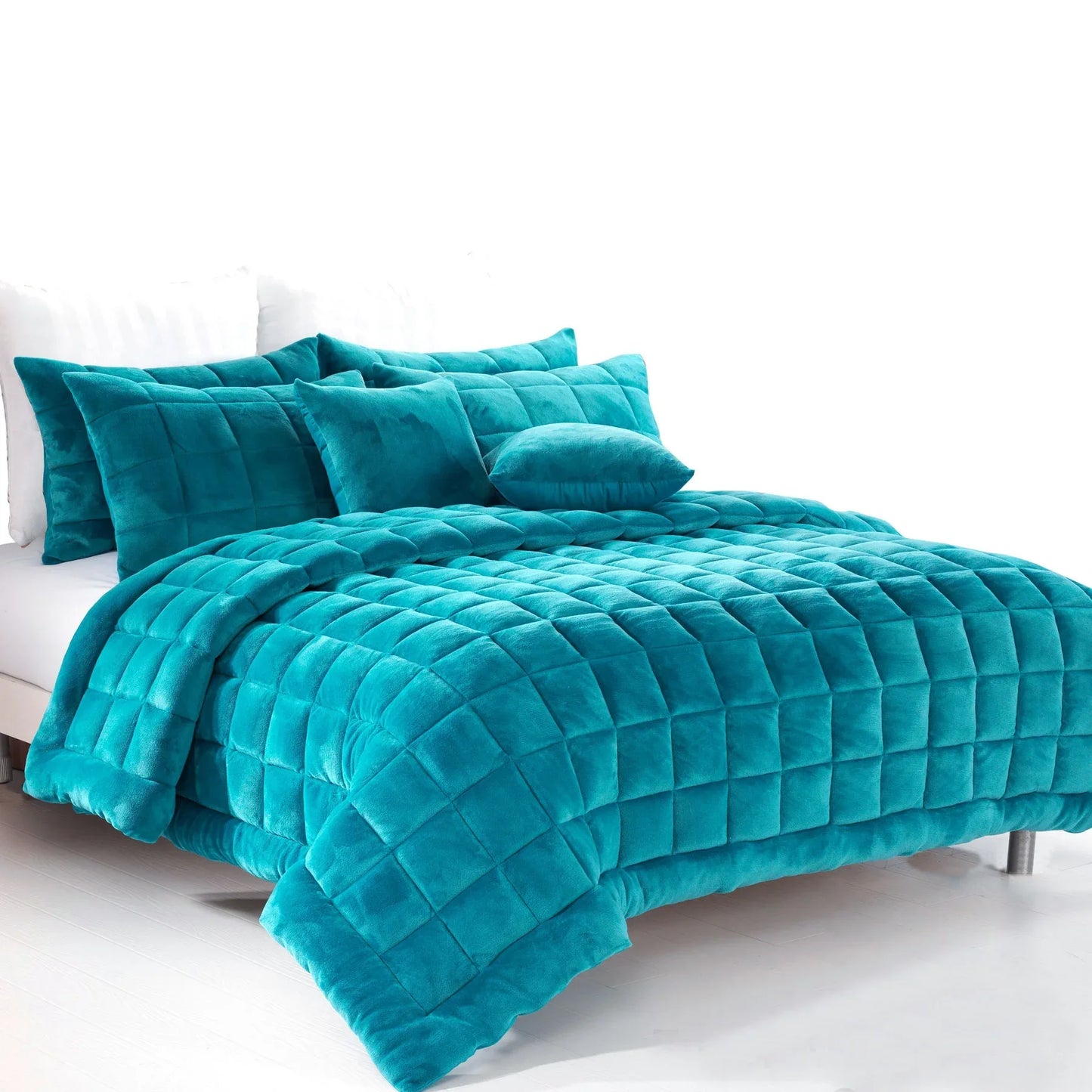 Alastairs Augusta Faux Mink Quilt / Comforter Set Emerald Green King - Mekamart Australia