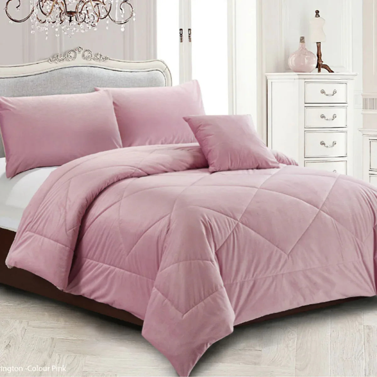Georges Fine Linens Carrington Quilt / Comforter Set Pink King - Mekamart Australia