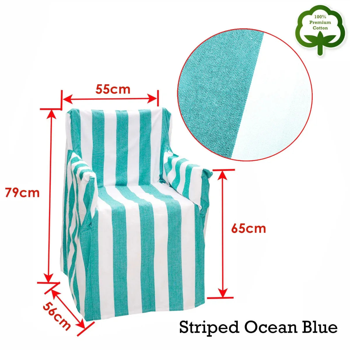 Rans Alfresco 100% Cotton Director Chair Cover - Striped Ocean Blue - Mekamart Australia