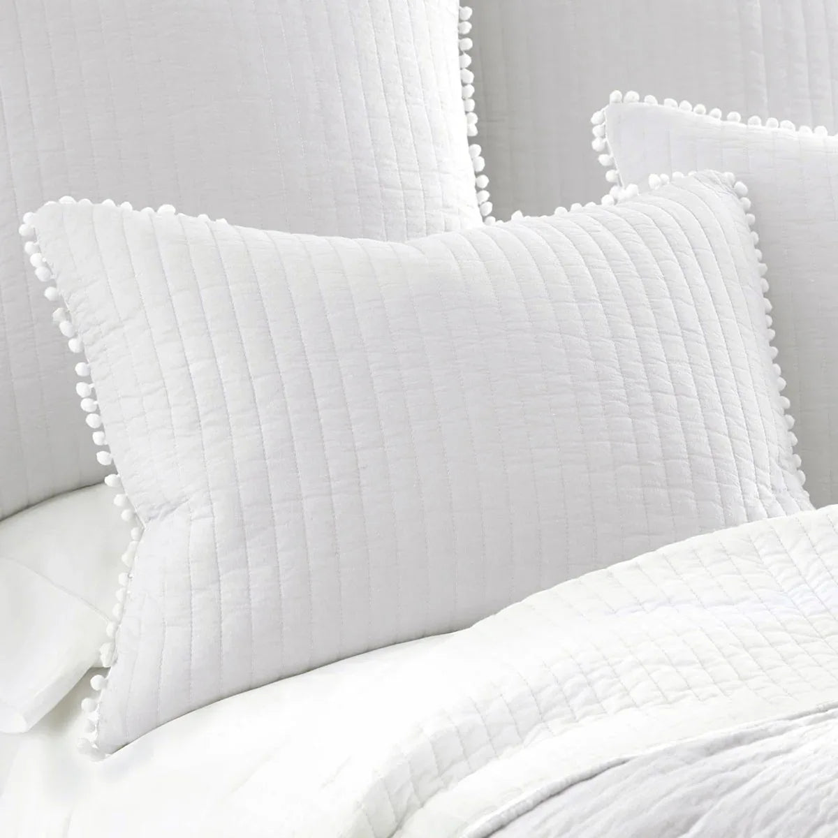 Jenny Mclean Clavo Pompom White 3 Piece 100% Cotton Coverlet Set King - Mekamart Australia