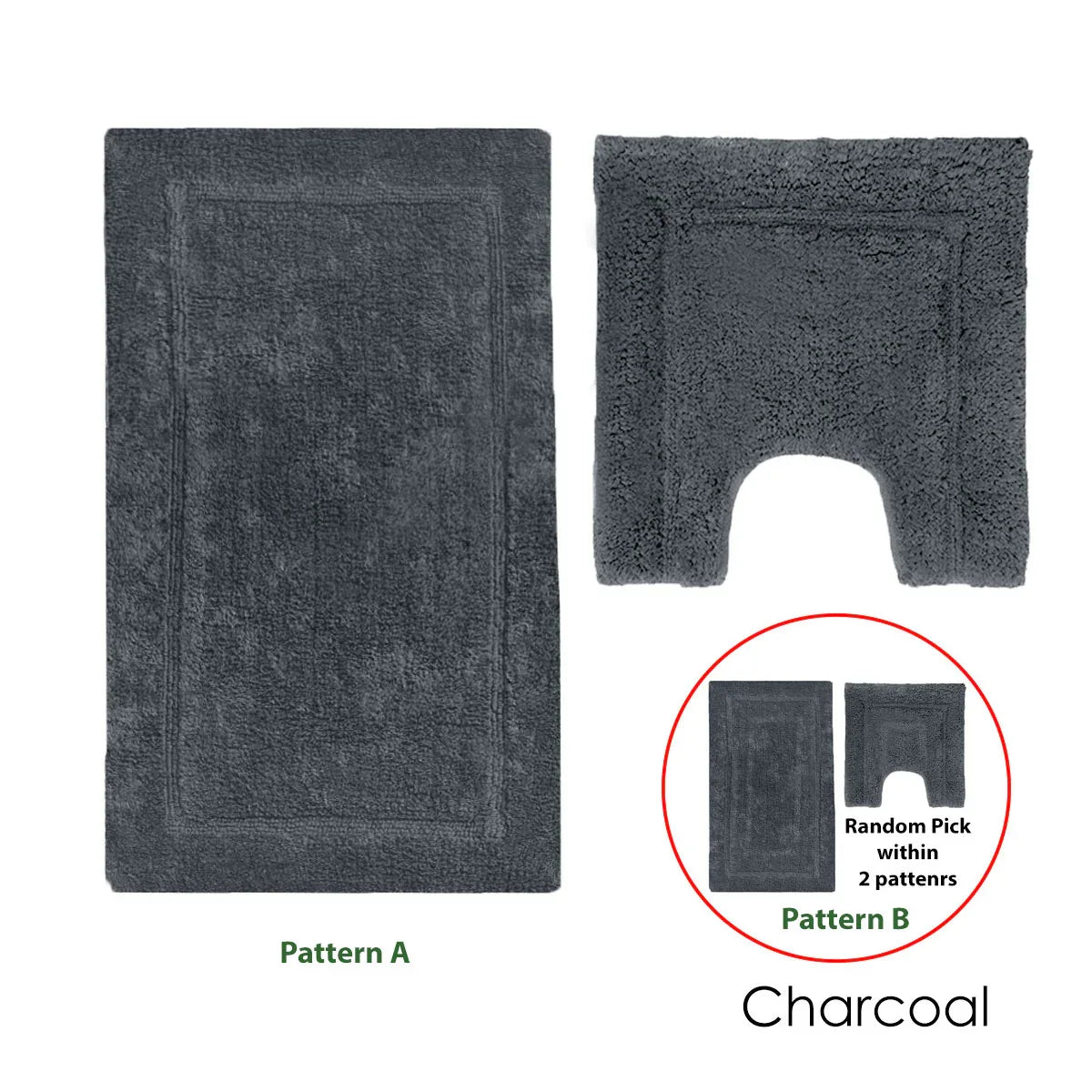 2200GSM 2 Pce Axel 100% Cotton Bath Mat Set Charcoal - Mekamart Australia
