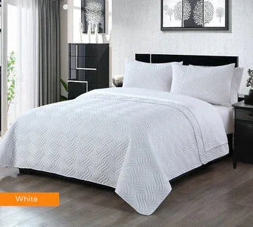 3 piece embossed comforter set queen white - Mekamart Australia